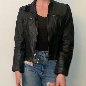 Nine West Leather Motorcycle Jacket